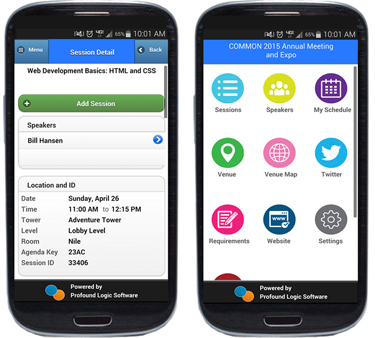 The COMMON UG Mobile Application puts information about the conference sessions, schedules,
 and venue at the attendees' fingertips